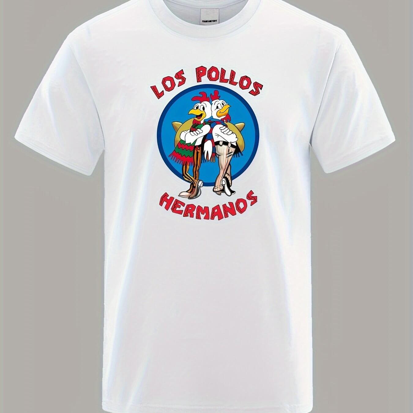 Chicken Brother Print, Men's Pattern Design Round Neck Sports T-shirt Phonax Services